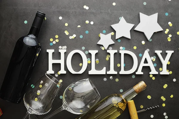 Background concept. The inscription holiday on a dark background — Stock Photo, Image