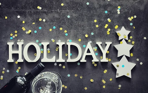 Background concept. The inscription holiday on a dark background — Stock Photo, Image