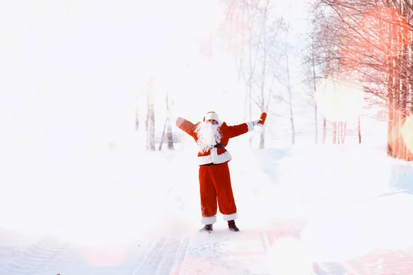 Santa téli területén. Santa köd varázslatos séta th — Stock Fotó