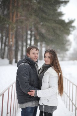 aşıklar bir tarihte kış öğleden sonra kar kar fırtınası çifti