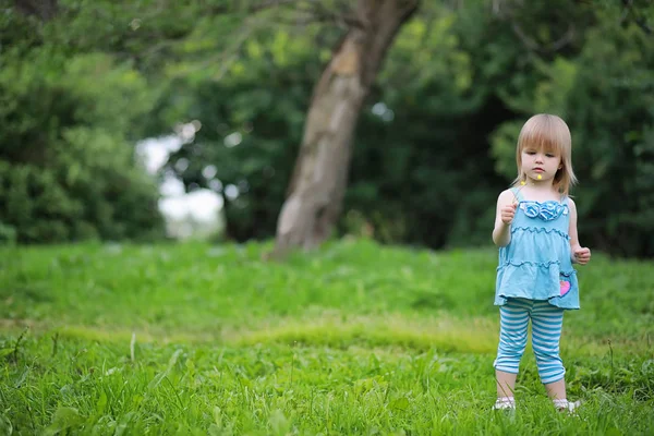 Parkta Oynayan Tatlı Küçük Kız — Stok fotoğraf