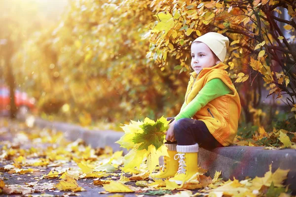 Barn gå i höst Park — Stockfoto