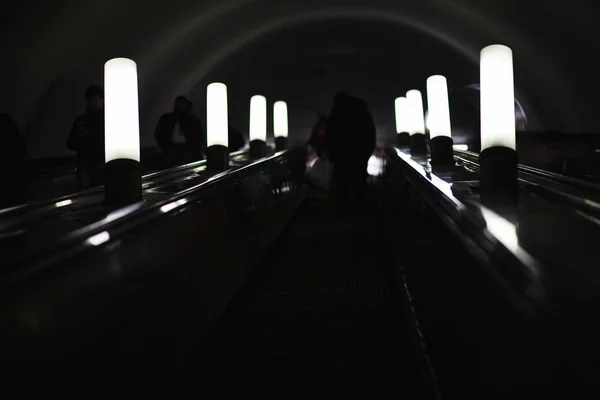 Subway car with empty seats. Empty subway. — Stock Photo, Image