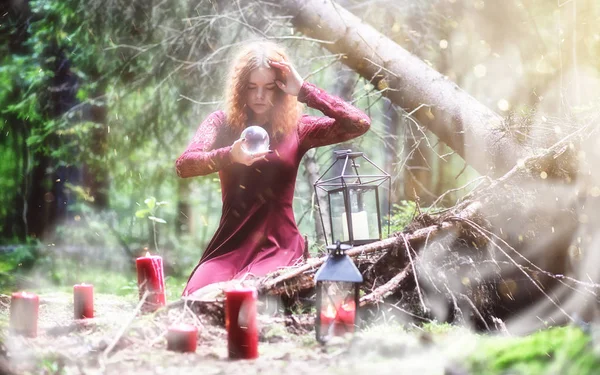 Rituale di strega in una foresta — Foto Stock