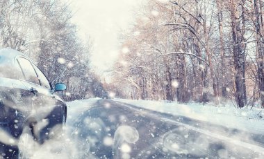 Kış orman manzarası. Kar altında uzun ağaçlar. Ocak 1