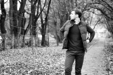 Genç sakallı adam açık