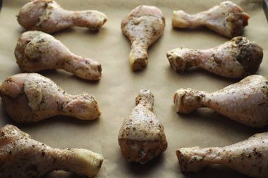 Fırında tavuk pişirdim. Türkiye fırın tepsisinde sp ile ayakta