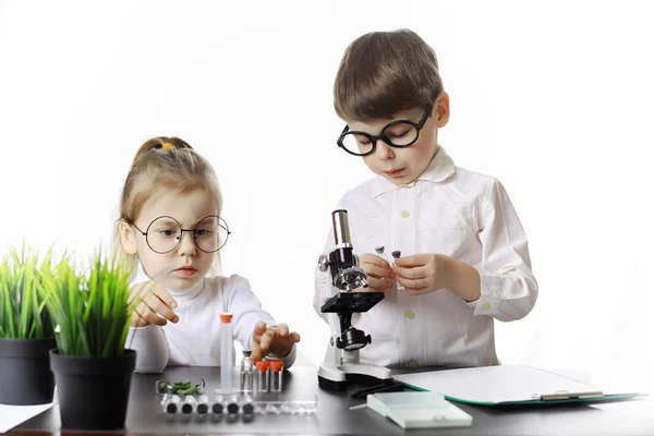 Jovens cientistas químicos. Doutor, assistente de laboratório . — Fotografia de Stock