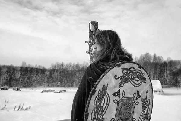 Defender the young warrior in armor — Stock Photo, Image