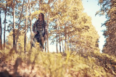 Sonbahar yağmurlu hava ve bir şemsiye ile genç bir adam