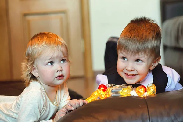 Children Eve New Year Holidays Home — Stock Photo, Image