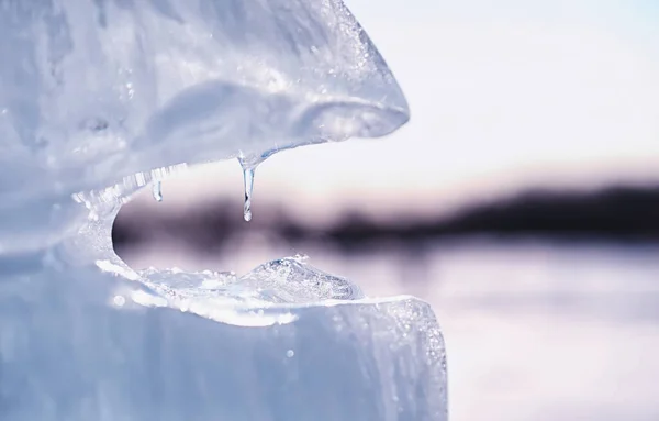 Textura Hielo Derretido Día Primavera Bajo Sol —  Fotos de Stock