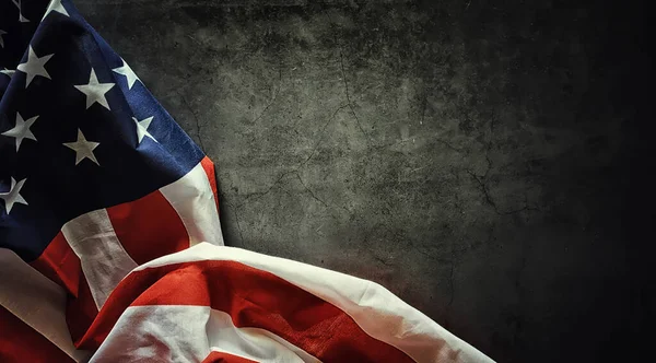 Bandera Americana Sobre Fondo Piedra Negra Espacio Para Texto — Foto de Stock