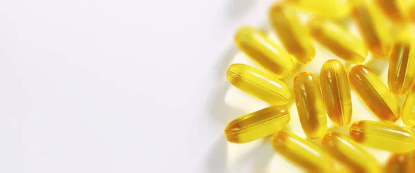 Medical Medicines Supplements Transparent Capsules Yellow Colo — Stock Photo, Image