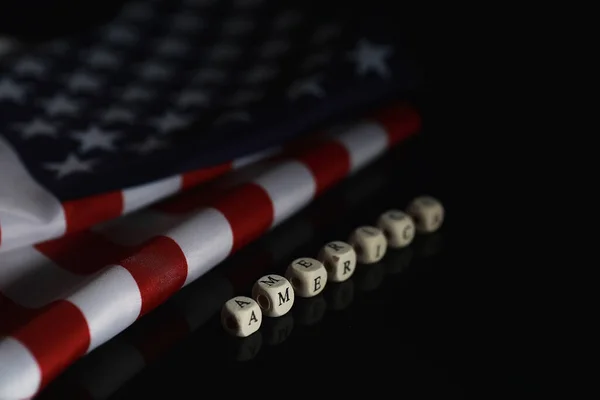 Bandiera Americana Sfondo Speculare Simbolo Degli Stati Uniti America Bandiera — Foto Stock