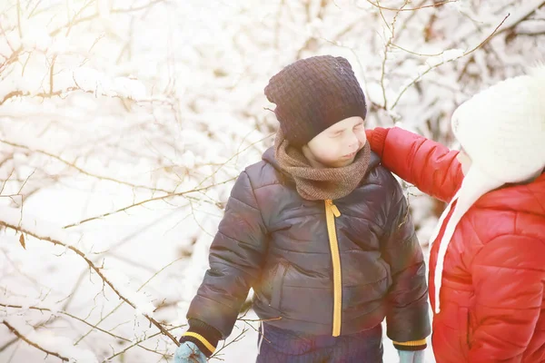 Kışın Parktaki Çocuklar Sno Ile Oynarlar — Stok fotoğraf