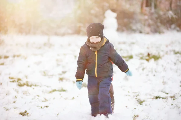 Niños Parque Invierno Jugar Con Sno — Foto de Stock