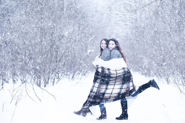 Belle Fille Dans Beau Parc Neige Hiver Jour — Photo