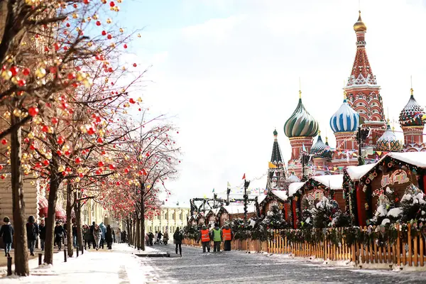 Зимний Снежный Пейзаж Столице России Москве — стоковое фото