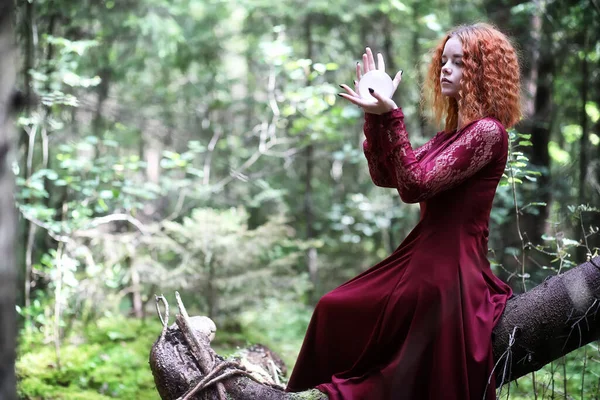 Witch Holds Ritual Depths Fores — Stock Photo, Image