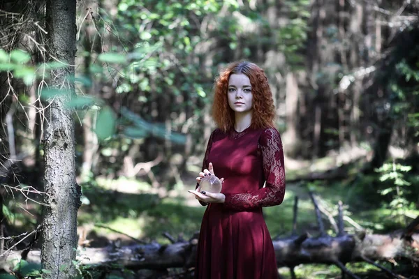 Witch Holds Ritual Depths Fores — Stock Photo, Image