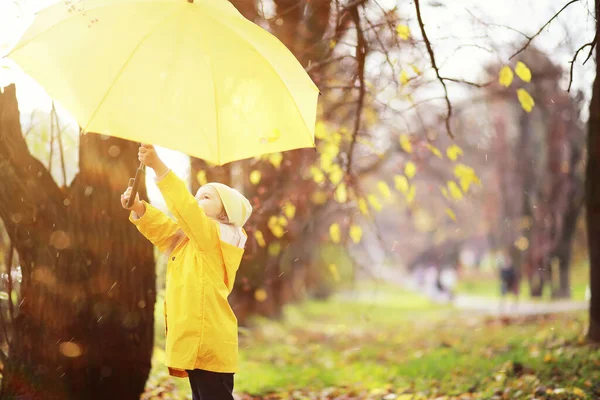 Passeggiata Dei Bambini Nel Parco Autunnale Autunno — Foto Stock