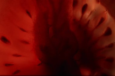 Kırmızı domates, tohum ve pulun dokusuyla ikiye bölünmüş.