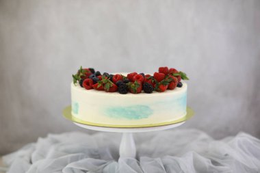 Farklı kremalı güzel pasta bisküvisi ve dekorasyon.