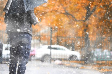 İlk sno günlerinde Sonbahar parkı