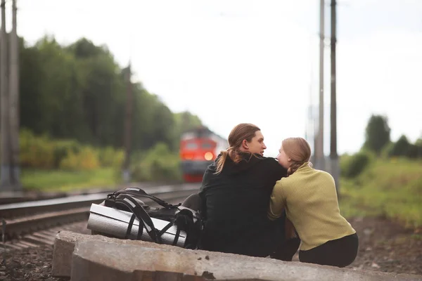 Подорожі Рюкзаком Пішки Автостопом — стокове фото