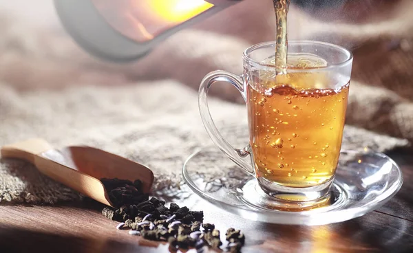 Brewed Tea Serving Table Brewin — Stock Photo, Image