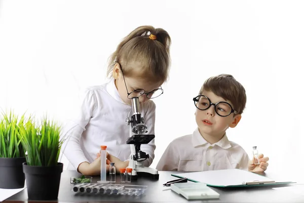 Young scientists chemists. Children's vocational guidance. Choice of profession. Doctor, laboratory assistant, chemist.