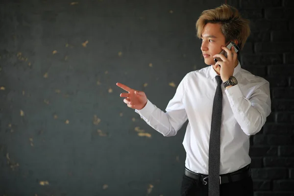 Joven Hombre Negocios Asiático Camisa Blanca Clásica Corbata — Foto de Stock