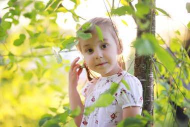 Aile doğada dinleniyor. Temiz havada tatil yapmak için. Hafta sonu çocukları parkta oynuyor..