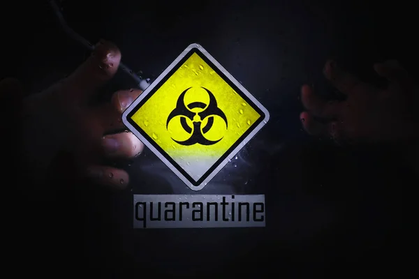 Quarantine Quarantine Warning Sign Glass Door Hospital Isolator Isolation Patients — Stock Photo, Image