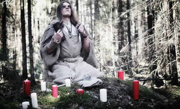 Fada Mágica Feiticeiro Com Uma Esfera Vidro Feitiço Mágico Ritual — Fotografia de Stock