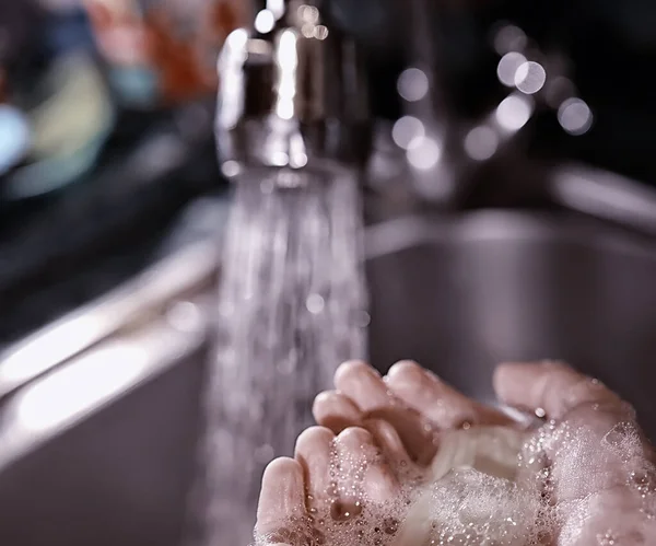 Regras Higiene Lavagem Das Mãos Antes Das Refeições Tratamento Antibacteriano — Fotografia de Stock