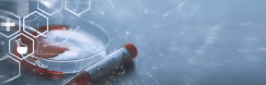 Vücudundaki tehlikeli virüs koronavirüsünü test etmek için bir kan örneği. Coronavirus testi yapılan tüpler. Virüs hastalıklarının laboratuvar çalışmaları.