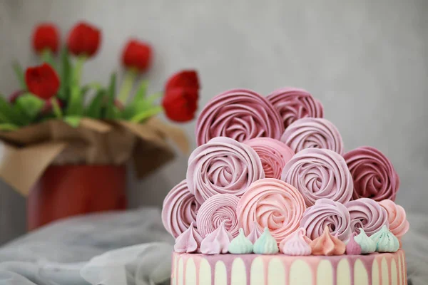 Vacker Festlig Kaka Kex Med Olika Krämer Och Dekorera — Stockfoto