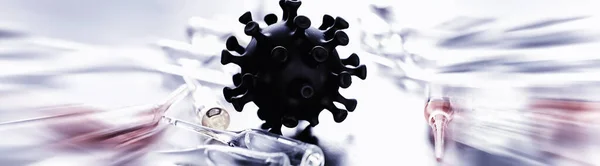 Worldwide pneumonia pandemic. The virus from China. Coronovirus molecule printed model on 3D printer. Fatal disease.