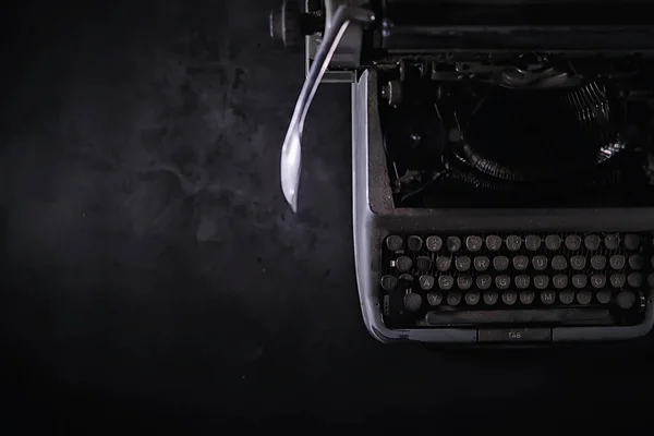 Vintage journalist tool. Typewriter retro. The writer is at work. Seal the novel. Journalist writer concept.