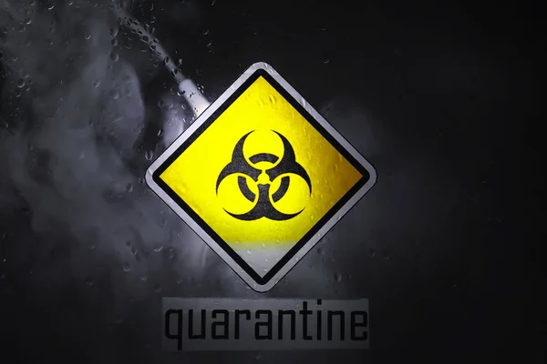 Quarantine Quarantine Warning Sign Glass Door Hospital Isolator Isolation Patients — Stock Photo, Image