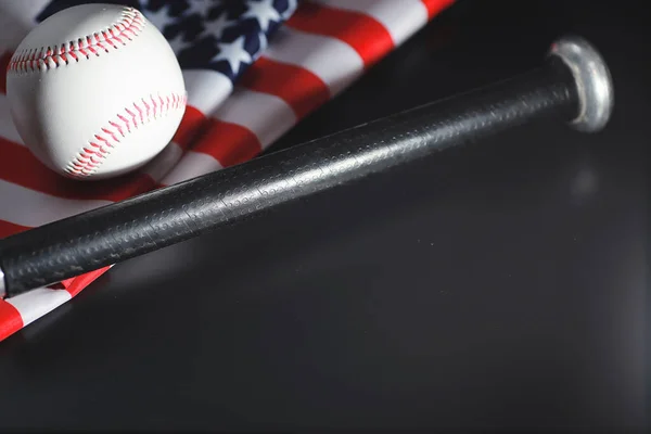 American Traditional Sports Game Baseball Concept Baseball Ball Bats Table — Stock Photo, Image