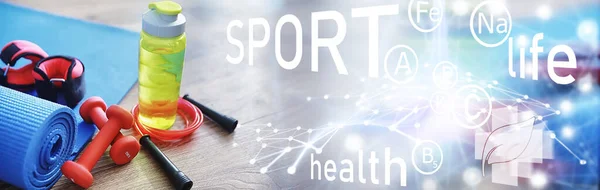 Sport Mode Vie Sain Accessoires Pour Sport Tapis Yoga Haltère — Photo