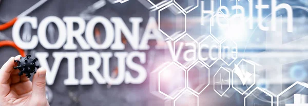 Medizinischer Hintergrund Schriftzug Virus Coronavirus Holzbuchstaben Hintergrund Des Tödlichsten Pandemie — Stockfoto