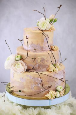 Farklı kremalı güzel pasta bisküvisi ve dekorasyon.