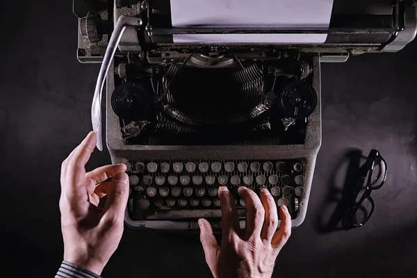 Herramienta Periodista Vintage Máquina Escribir Retro Escritor Está Trabajando Sella —  Fotos de Stock