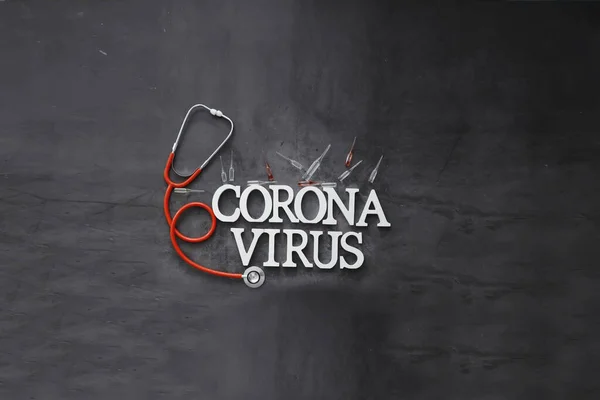 Medical Background Lettering Virus Coronavirus Wooden Letters Background Deadliest Pandemic — Stock Photo, Image