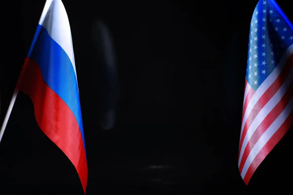 Diplomatik Ilişkiler Kavramı Amerika Birleşik Devletleri Rusya Federasyonu Bayrağı Siyasette — Stok fotoğraf