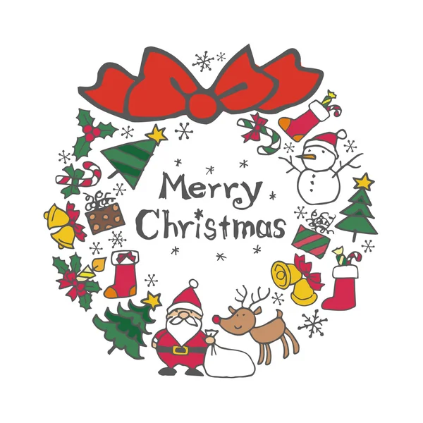 Weihnachtskranz mit weihnachtlichen Elementen (santa clause, christma — Stockvektor